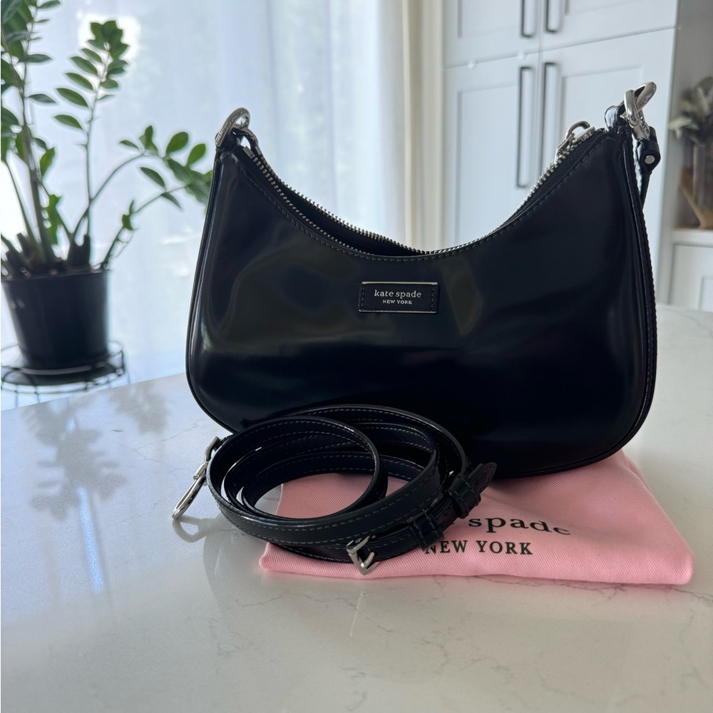 Sam Icon Shiny Small Convertible Crossbody - Black Patent Leather